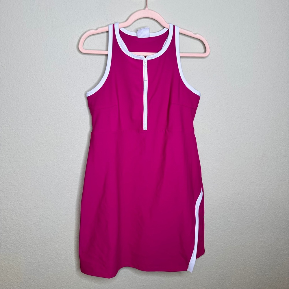 Sage Collective Womens Pink Tennis Dress Quarter Zip Racerback Size L